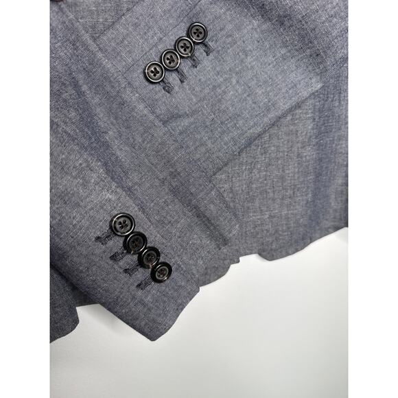 J. Crew one button preppy blazer 100% cotton structured chambray Blue 8 - Picture 9 of 12